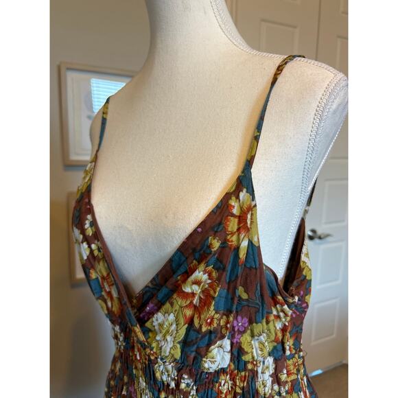 Shana | 100% Cotton Floral Spagetti Strap Smock Waist Dress | Large - Picture 8 of 14